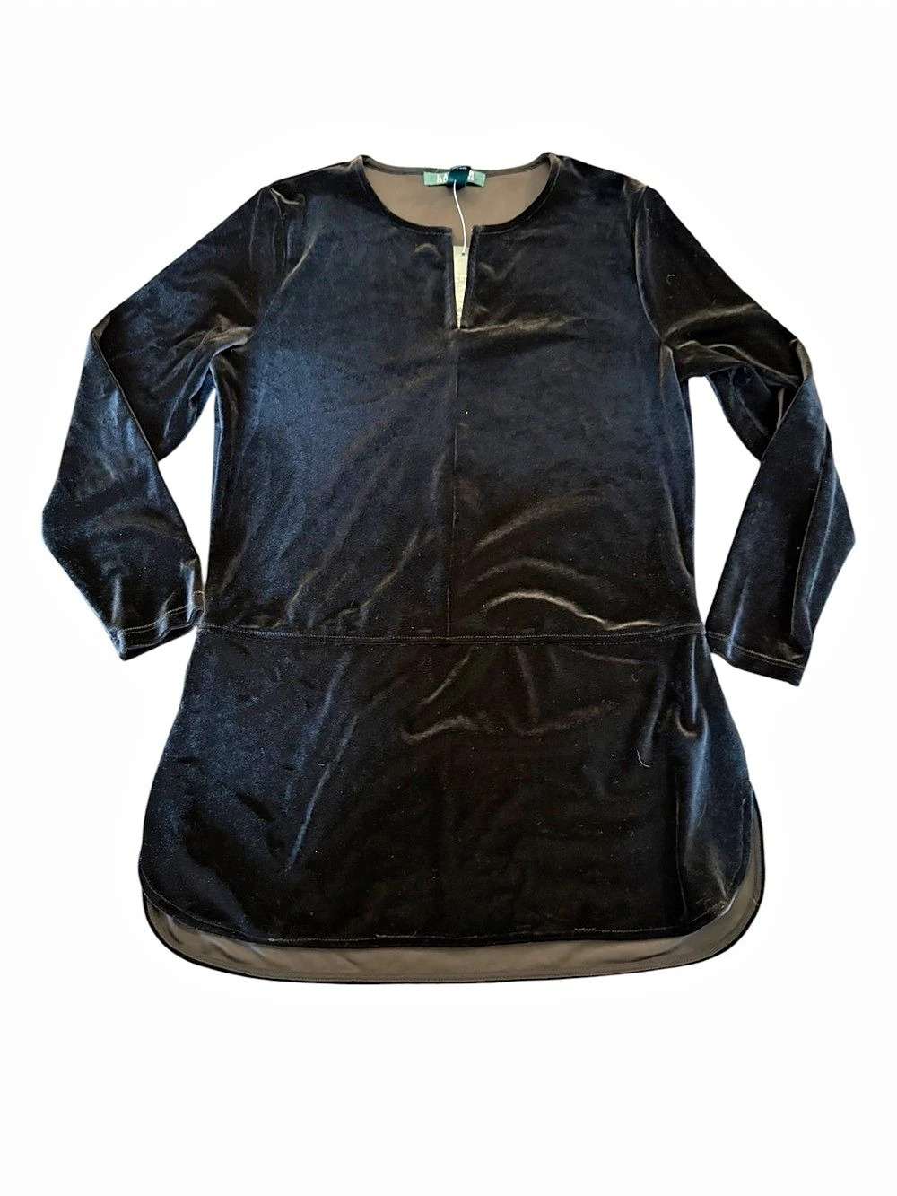 Lauren Ralph Lauren Velvet Tunic Small Women's Black Long Sleeve Preppy New $90